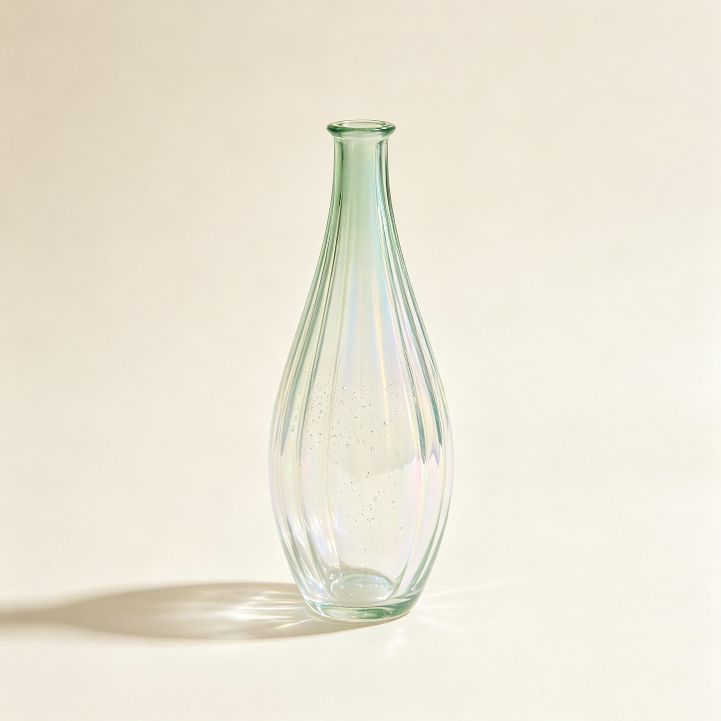 Green Tinted Fluted Glass Vase