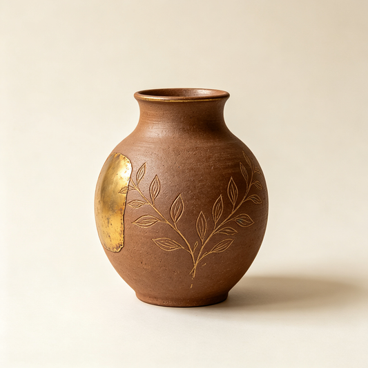 Wabi-Sabi Gold Leaf Ceramic Vase