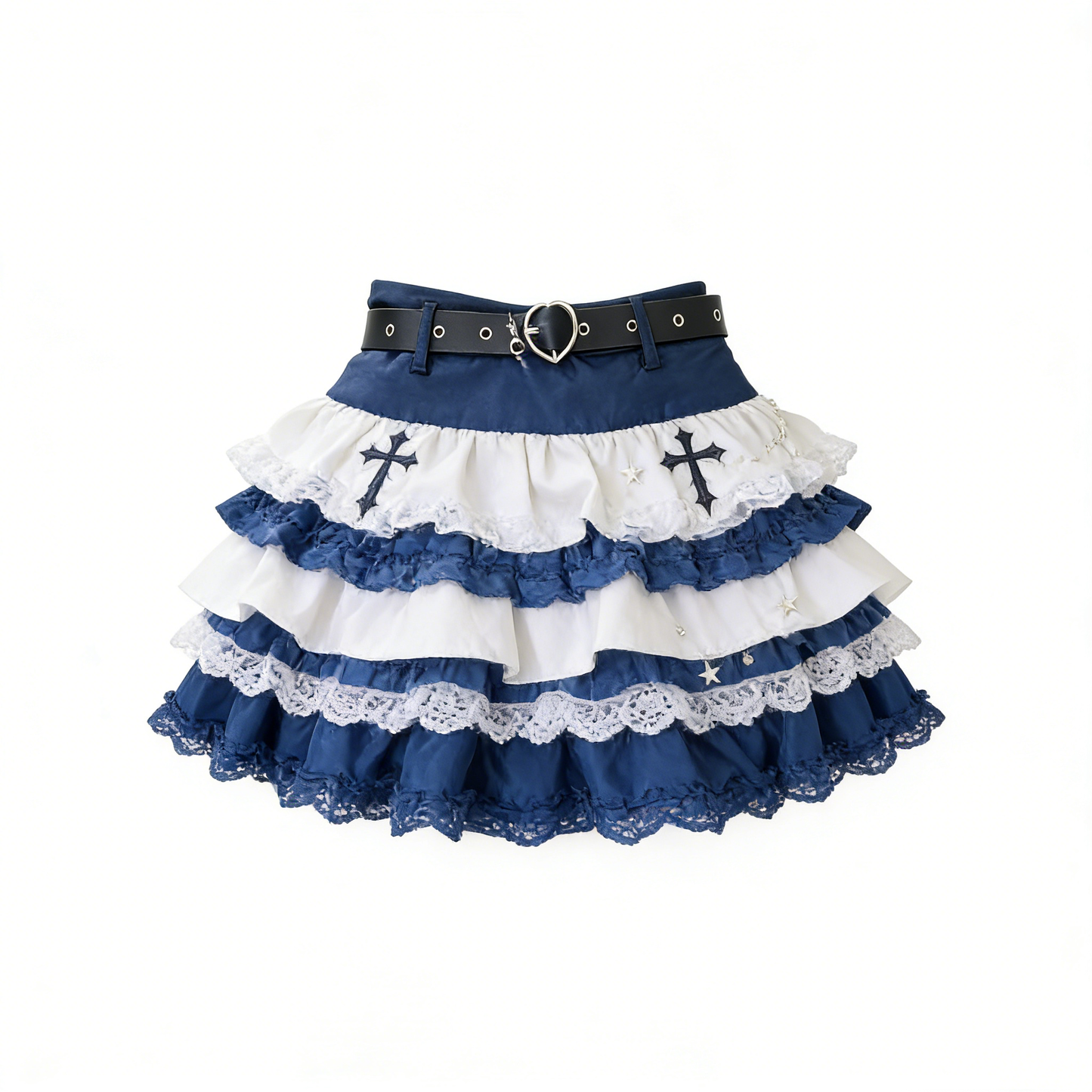 Navy Cross Layered Skirt