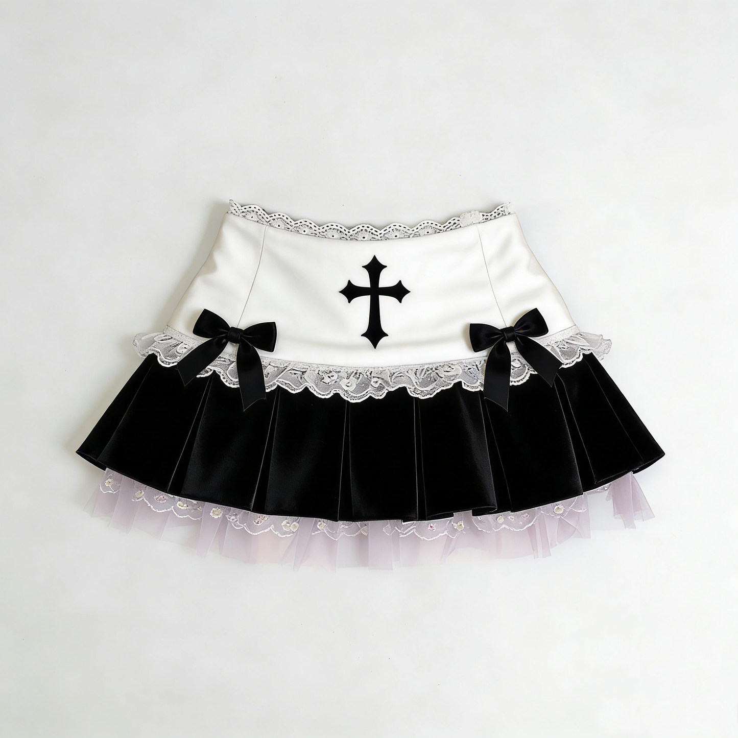 Cross Bow Velvet Layered Skirt