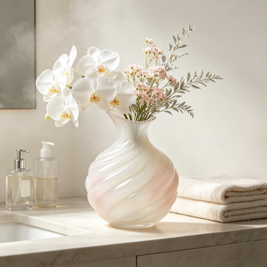 Milky White Swirl Glass Vase