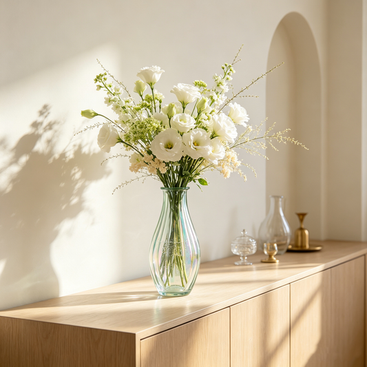 Green Tinted Fluted Glass Vase