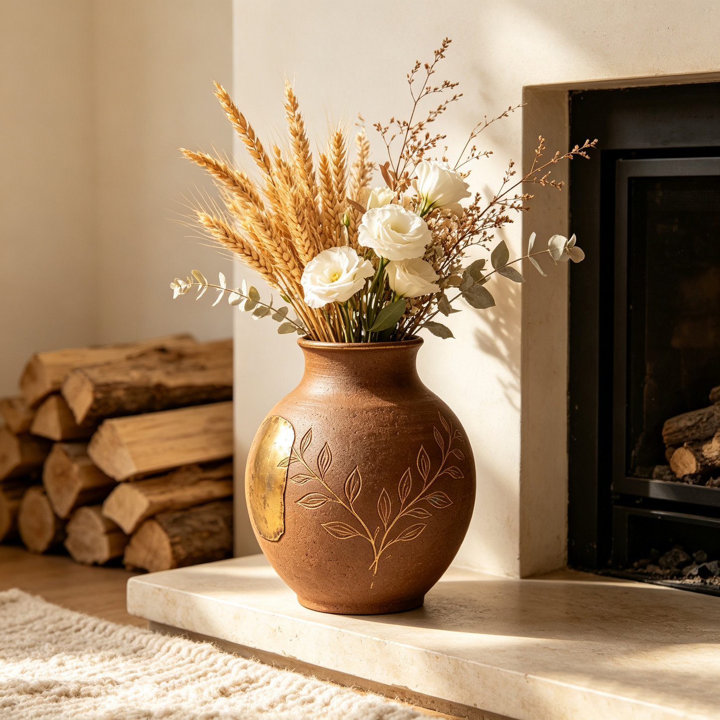 Wabi-Sabi Gold Leaf Ceramic Vase