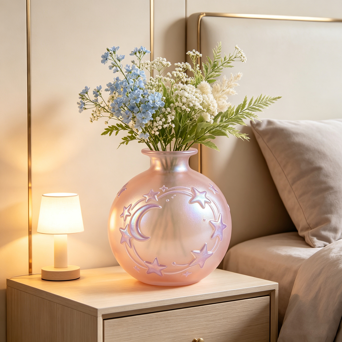 Pink Glass Moon Star Vase