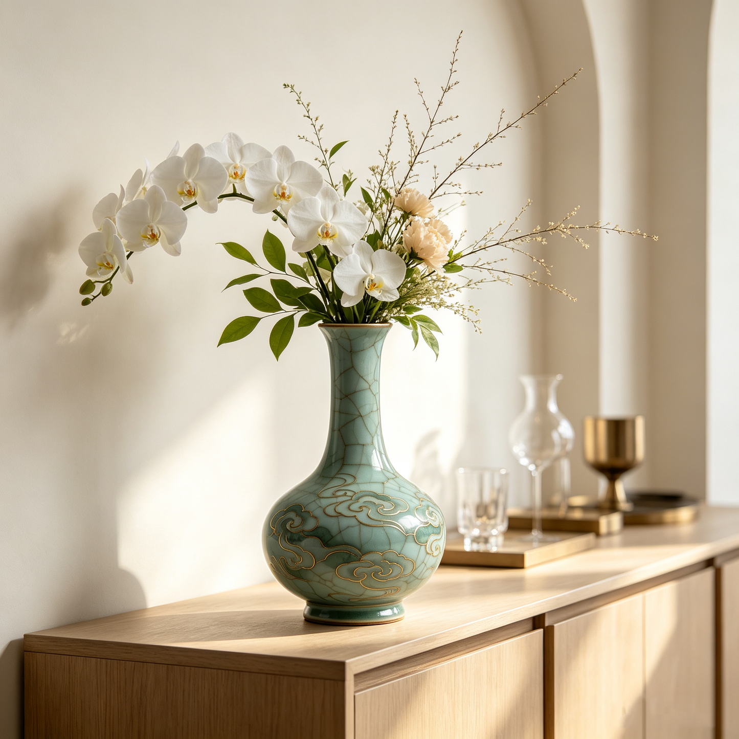 Celadon Crackle Glaze Porcelain Vase