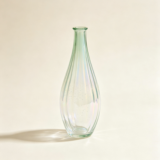 Green Tinted Fluted Glass Vase