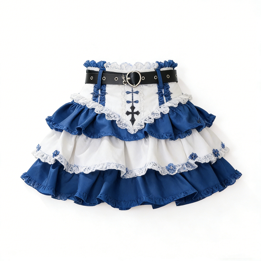 Navy Cross Corset Skirt
