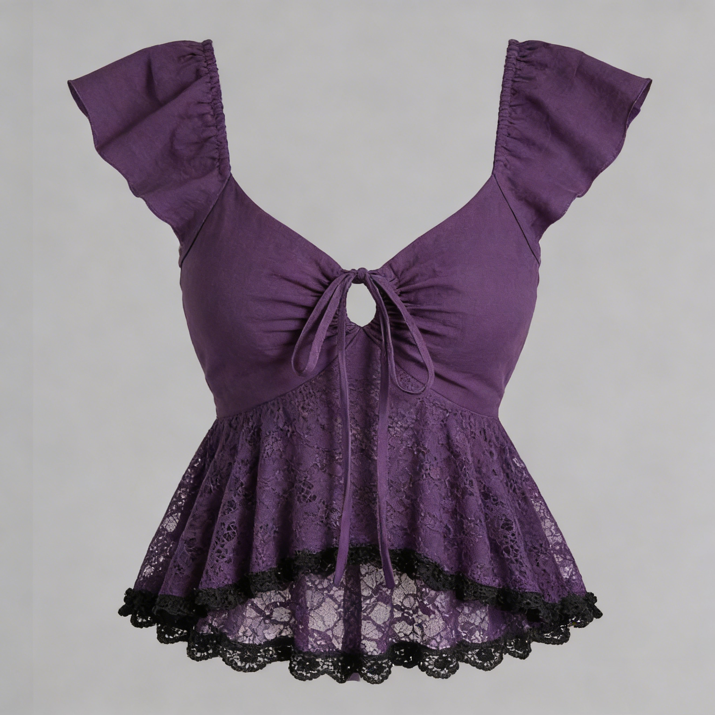 Purple Lace Peplum Top