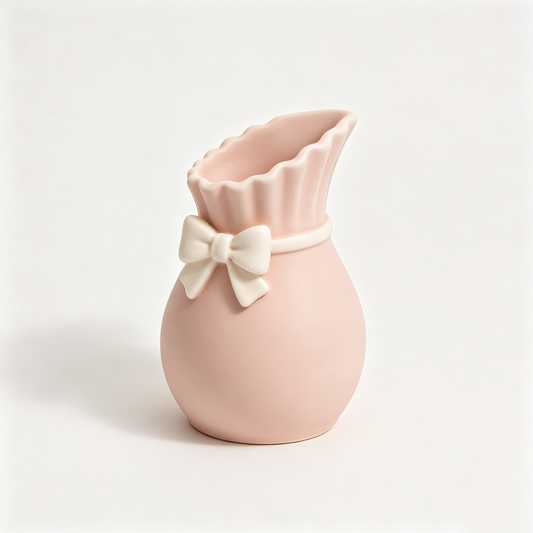 Blush Pink Bow Ceramic Vase