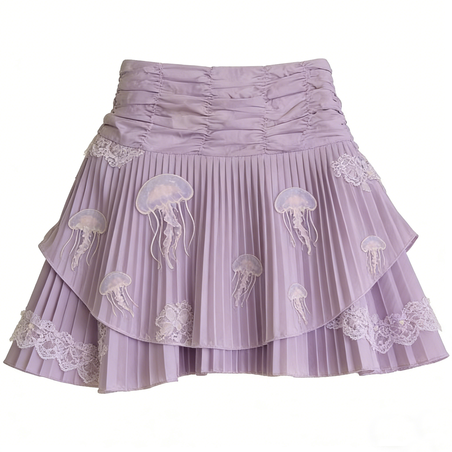 Purple Jellyfish Pleated Skirt