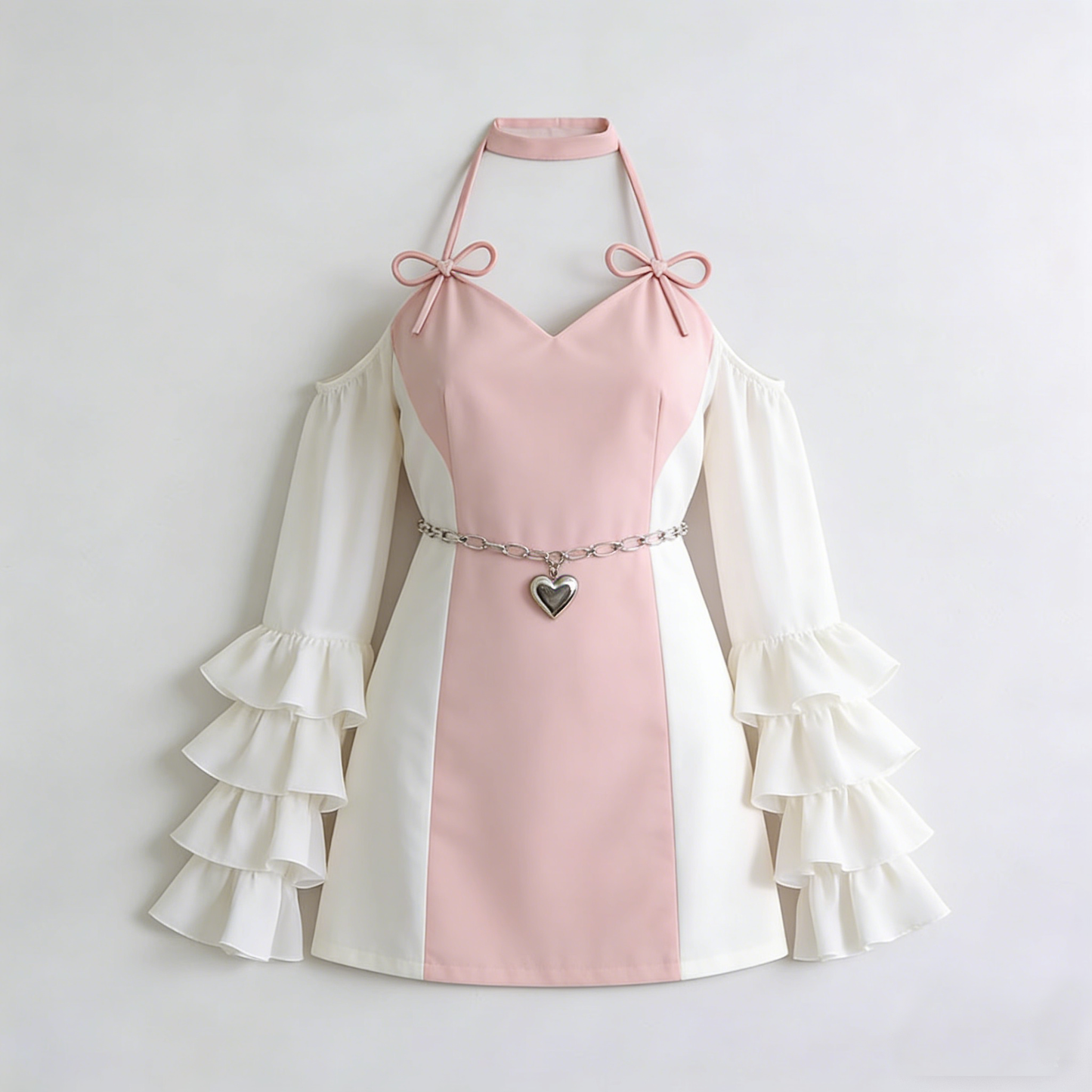 Pink Heart Cold Shoulder Dress