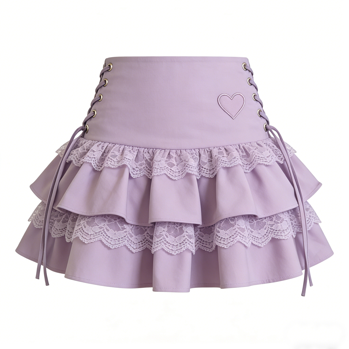 Purple Heart Lace Ruffle Skirt