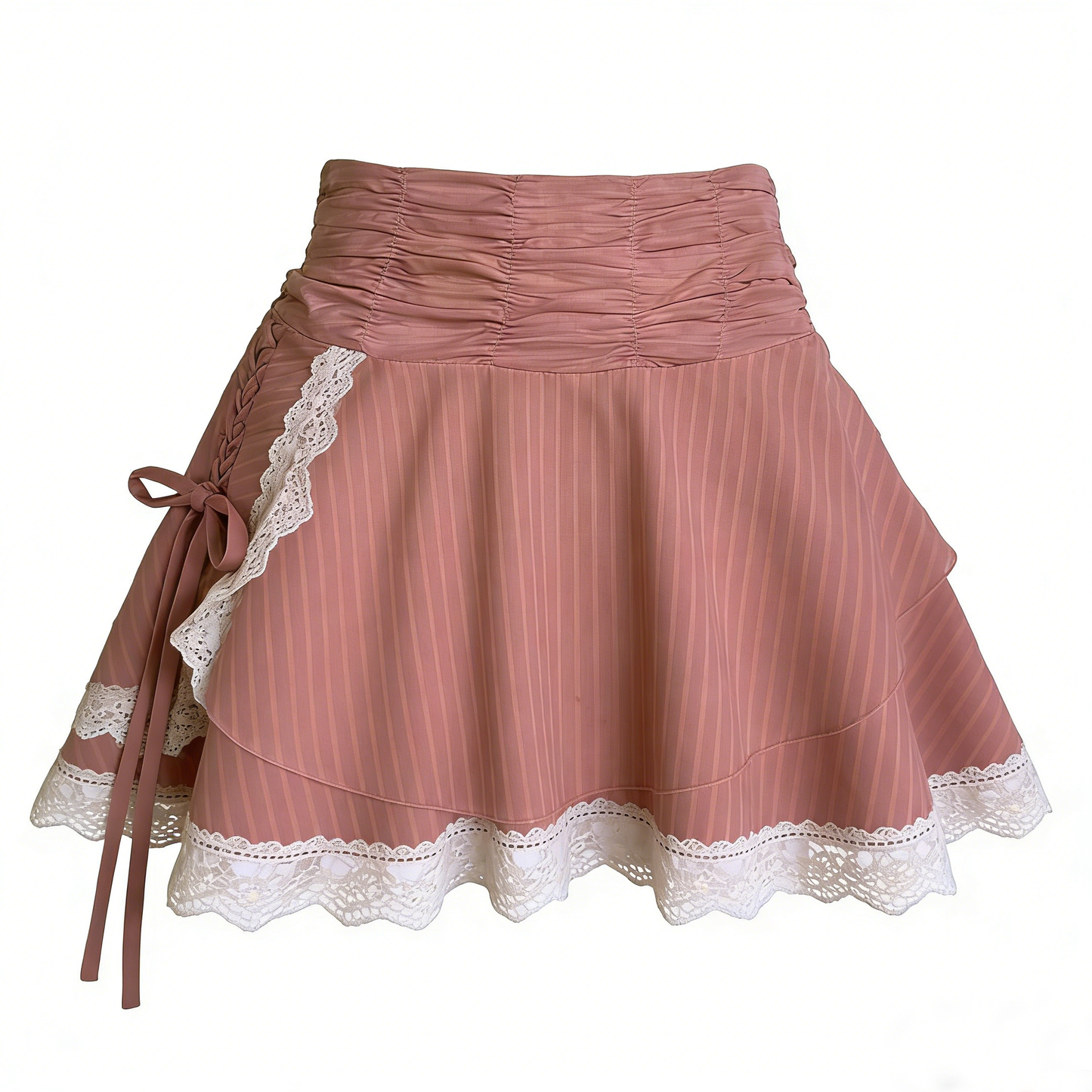 Pink Stripe Lace Skirt