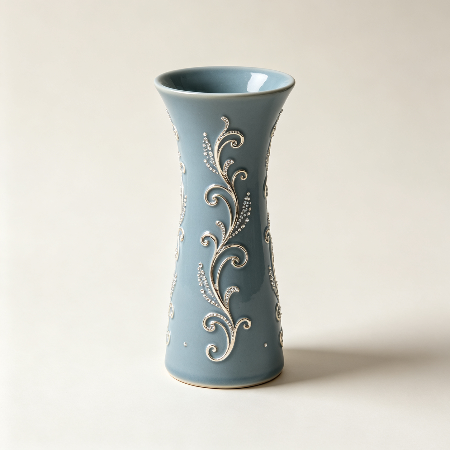 Grey Blue Crystal Vine Ceramic Vase