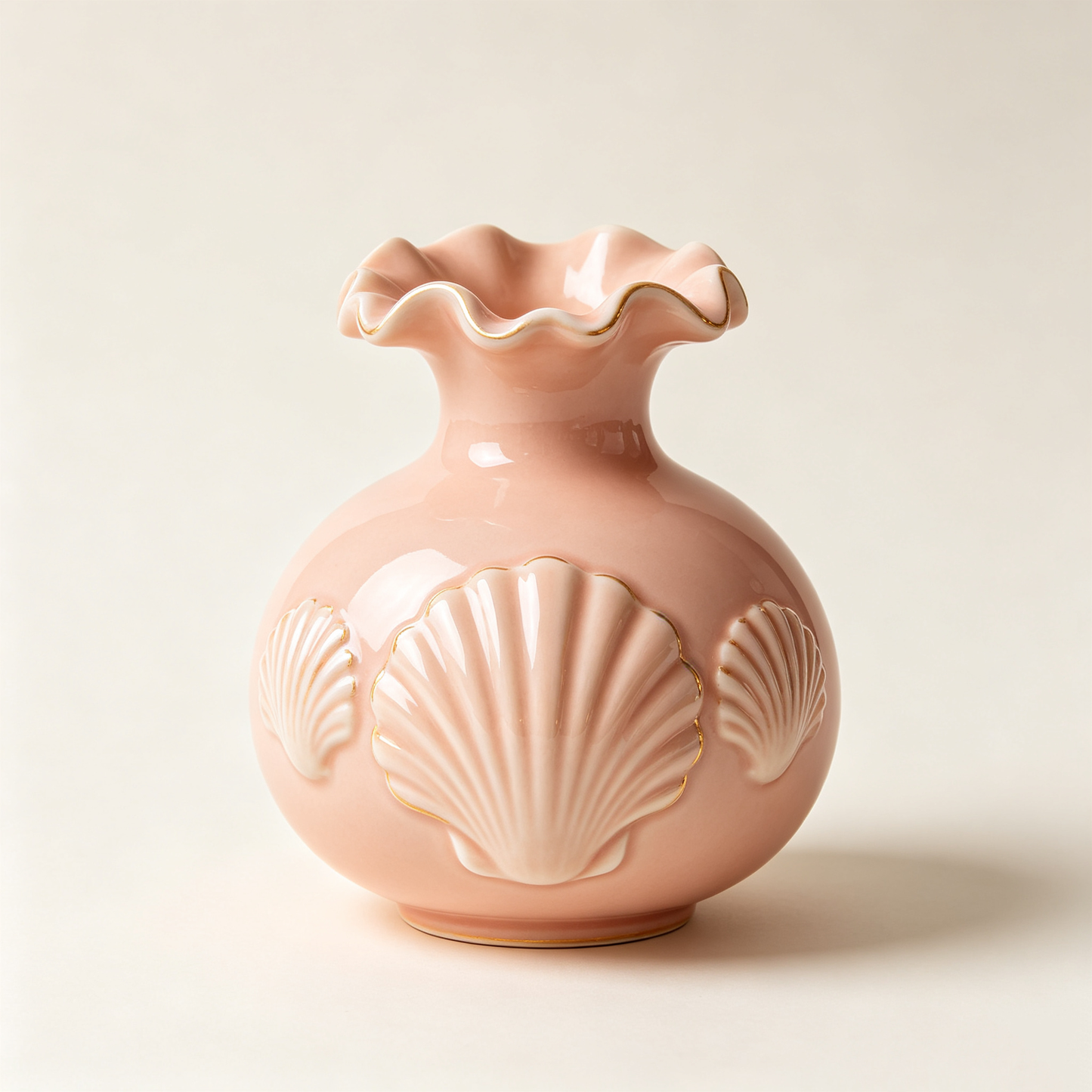 Blush Pink Shell Ceramic Vase